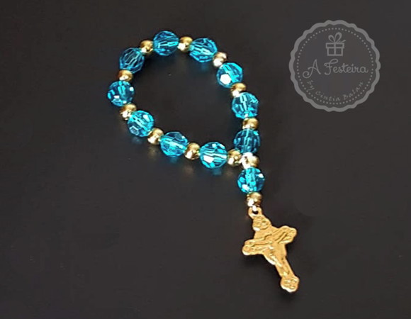 Tercinho Cristal Azul com Dourado