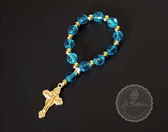 Tercinho Cristal Azul com Dourado - Imagem 2