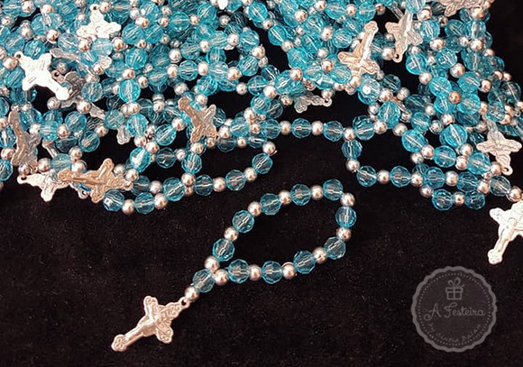 Tercinho Cristal Azul com Prata