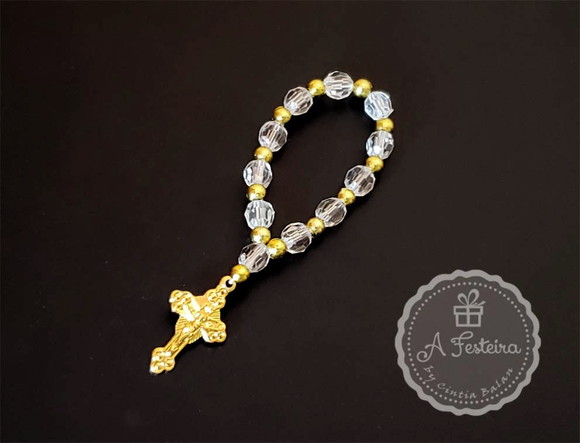 Tercinho Cristal Incolor com Dourado