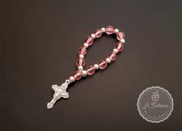 Tercinho Cristal Rosa com Prata