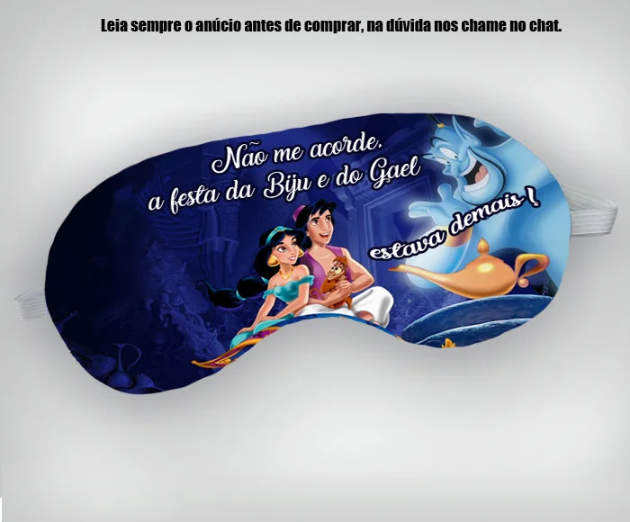Mascara de Dormir Personalizada para lembrancinhas Aladim e Jasmine - Imagem 1