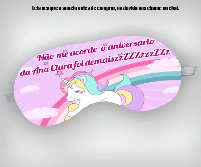 Mascara de Dormir Personalizada para lembrancinhas Unicornio - Imagem 1