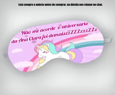 Mascara de Dormir Personalizada para lembrancinhas Unicornio