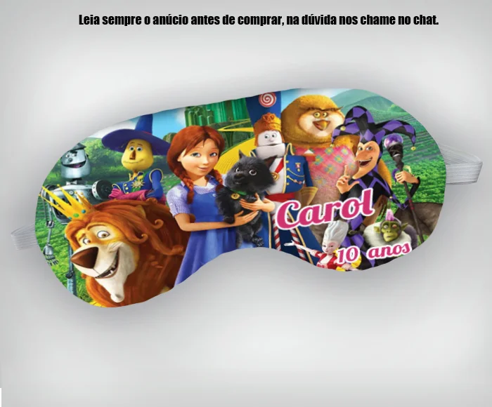 Mascara de Dormir Personalizada para lembrancinhas Magico de Oz - Imagem 1
