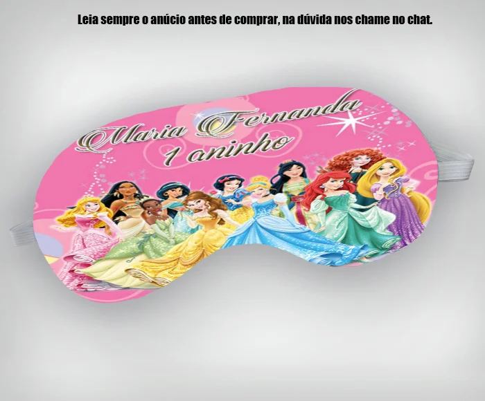 Mascara de Dormir Personalizada para lembrancinhas das Princesas - Imagem 3