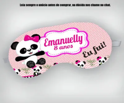 Mascara de Dormir Personalizada para lembrancinhas Ursinha Panda Rosa