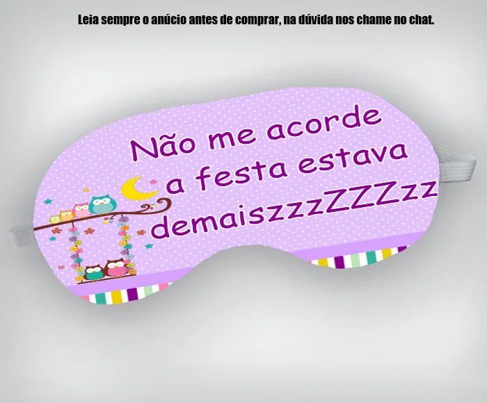 Mascara de Dormir Personalizada para lembrancinhas das Corujinhas - Imagem 1