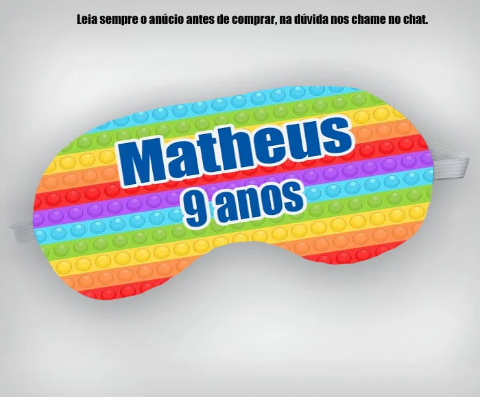 Mascara de Dormir Personalizada para lembrancinhas Pop It - Imagem 1