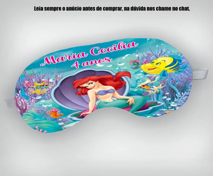 Mascara de Dormir Personalizada para lembrancinhas Sereia Ariel - Imagem 4