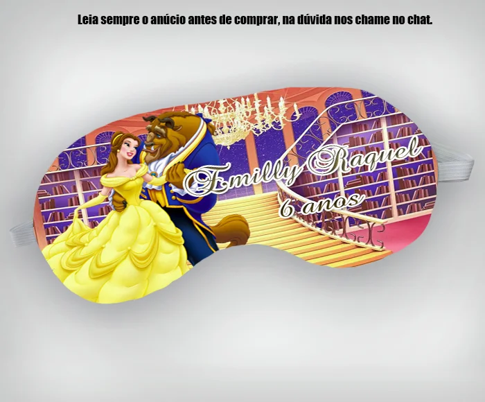 Mascara de Dormir Personalizada para lembrancinhas da Bela e fera - Imagem 2