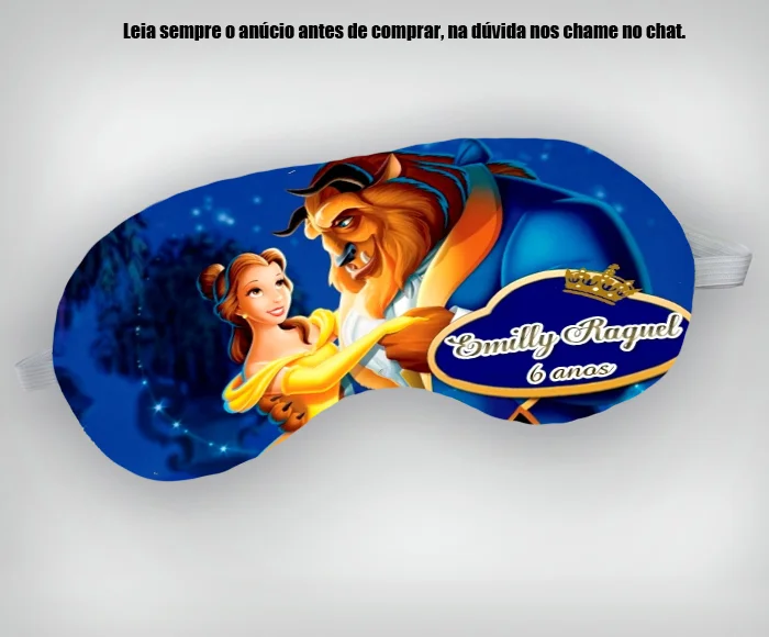 Mascara de Dormir Personalizada para lembrancinhas da Bela e a Fera - Imagem 2