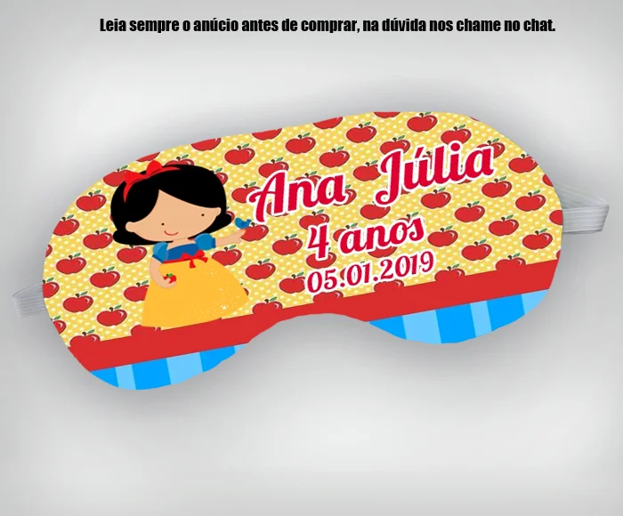Mascara de Dormir Personalizada para lembrancinhas da Branca de Neve Cute - Imagem 1