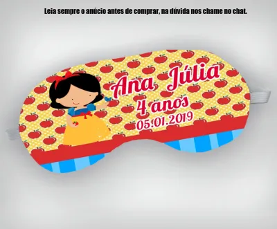 Mascara de Dormir Personalizada para lembrancinhas da Branca de Neve Cute