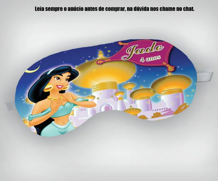 Mascara de Dormir Personalizada para lembrancinhas Princesa Jasmine - Imagem 1