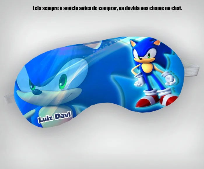 Mascara de Dormir Personalizada para lembrancinhas do Sonic