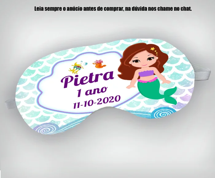 Mascara de Dormir Personalizada para lembrancinhas Sereia Baby - Imagem 1