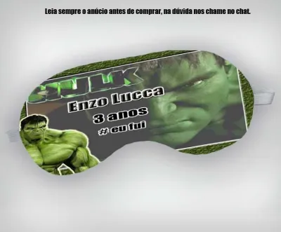 Mascara de Dormir Personalizada para lembrancinhas Hulk