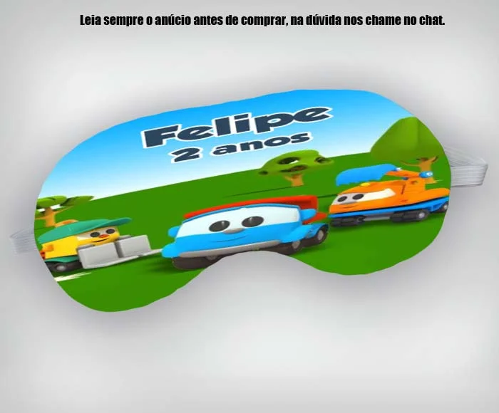 Mascara de Dormir Personalizada para lembrancinhas Léo o Caminhão - Imagem 3