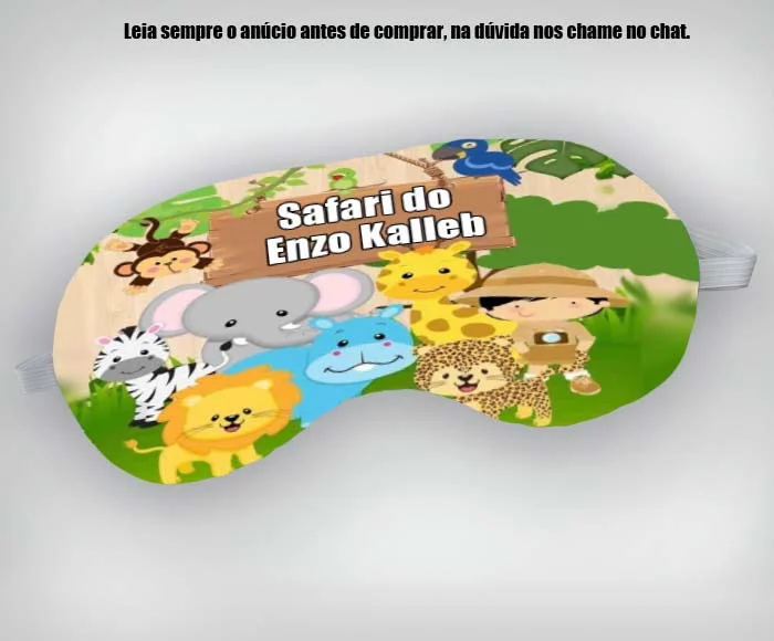 Mascara de Dormir Personalizada para lembrancinhas Safari Baby - Imagem 1