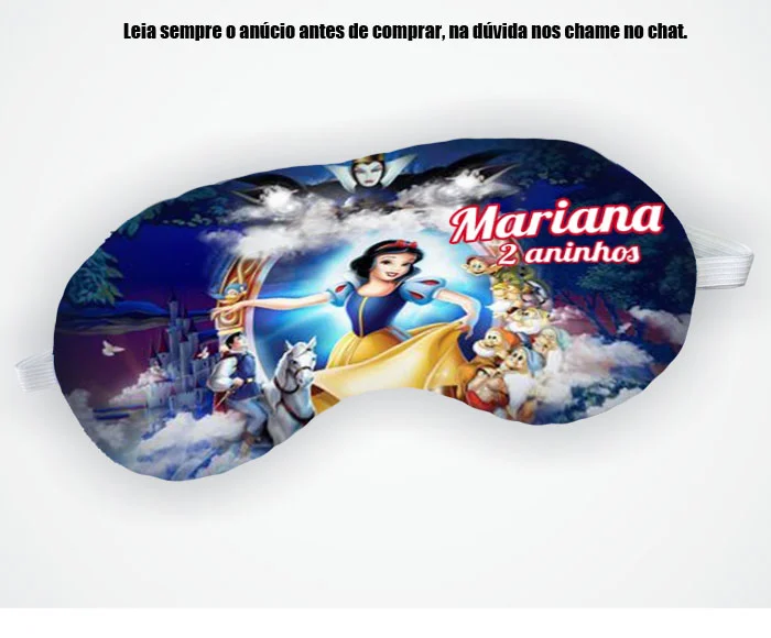 Mascara de Dormir Personalizada para lembrancinhas Branca de Neve - Imagem 3