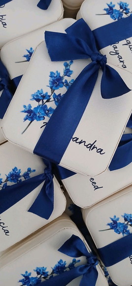 Porta-joias Personalizado Azul Floral - Imagem 4