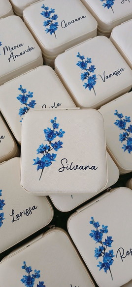 Porta-joias Personalizado Azul Floral
