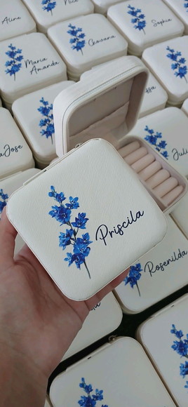 Porta-joias Personalizado Azul Floral - Imagem 2