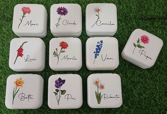 Porta Joia Personalizado Flores Madrinhas Mães Mulheres