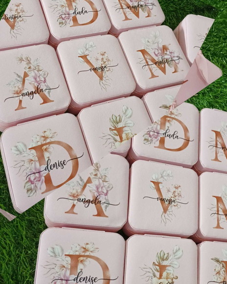 Porta Joia Personalizado Floral Rosa Iniciais - Imagem 4