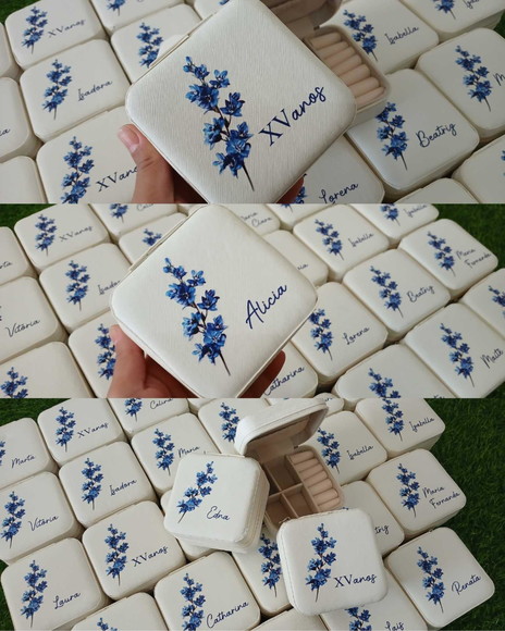 Porta Joia Personalizado Azul 15 Anos Xv Anos - Imagem 2
