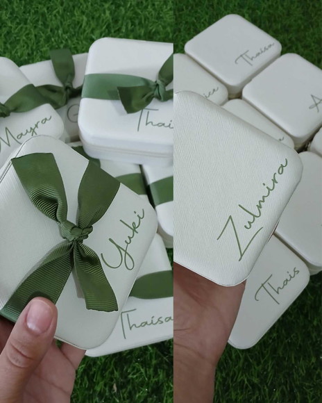 Porta Joia Personalizado Verde Oliva Madrinha Brinde 15 Anos - Imagem 2