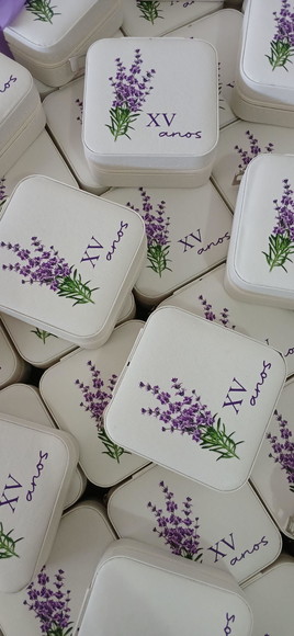 Porta-joias Personalizado 15 Anos Lembrança Floral Lavanda - Imagem 3
