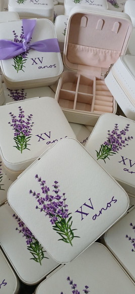 Porta-joias Personalizado 15 Anos Lembrança Floral Lavanda - Imagem 2