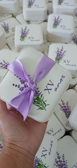 Porta-joias Personalizado 15 Anos Lembrança Floral Lavanda