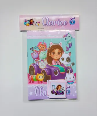 Álbum de Figurinhas e Colorir Lembrancinha Personalizada Aniversário Infantil A Casa Mágica da Gabby