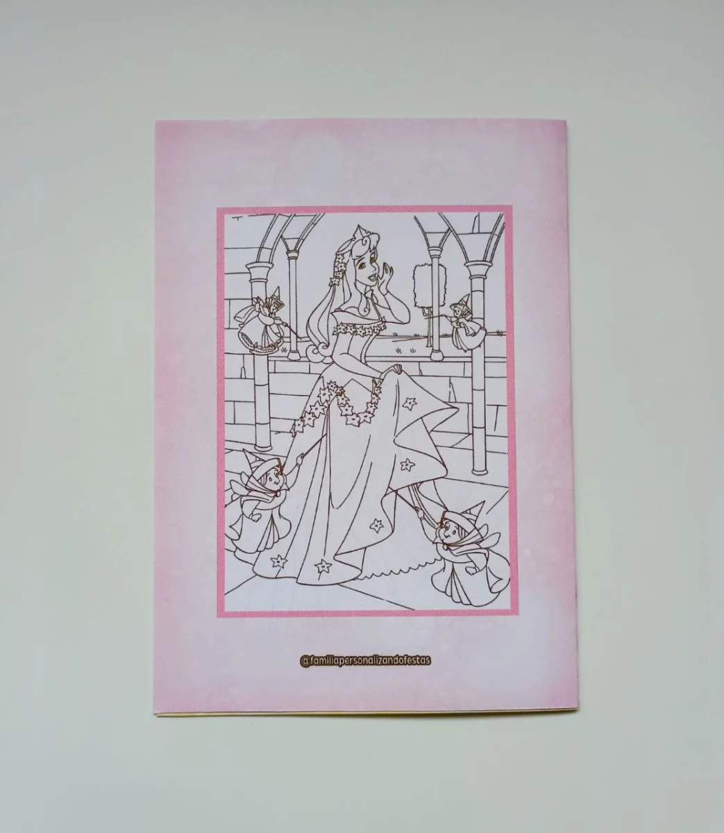 Álbum de Figurinhas e Colorir Lembrança Personalizada Aniversário A Bela Adormecida Princesa Aurora - Imagem 3