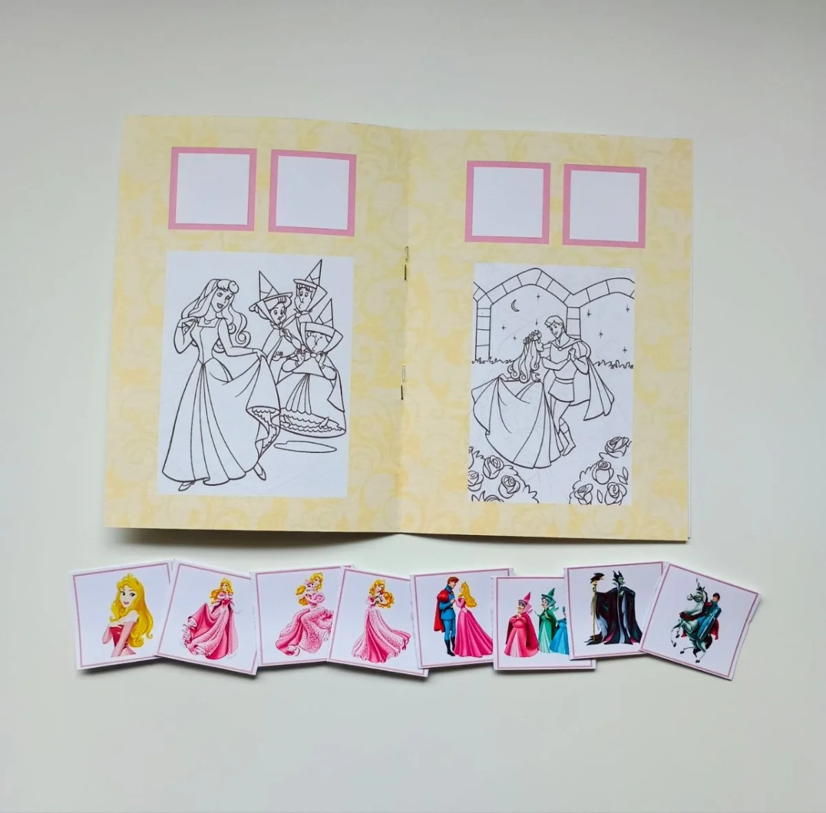Álbum de Figurinhas e Colorir Lembrança Personalizada Aniversário A Bela Adormecida Princesa Aurora - Imagem 5