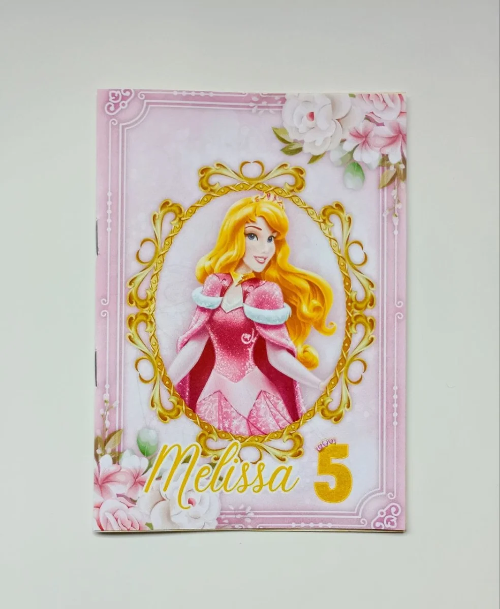 Álbum de Figurinhas e Colorir Lembrança Personalizada Aniversário A Bela Adormecida Princesa Aurora - Imagem 2