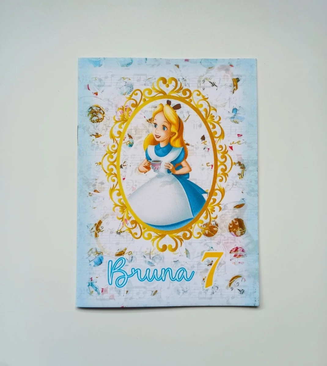 Álbum de Figurinhas e Colorir Lembrancinha Personalizada Aniversário Alice no País das Maravilhas - Imagem 2