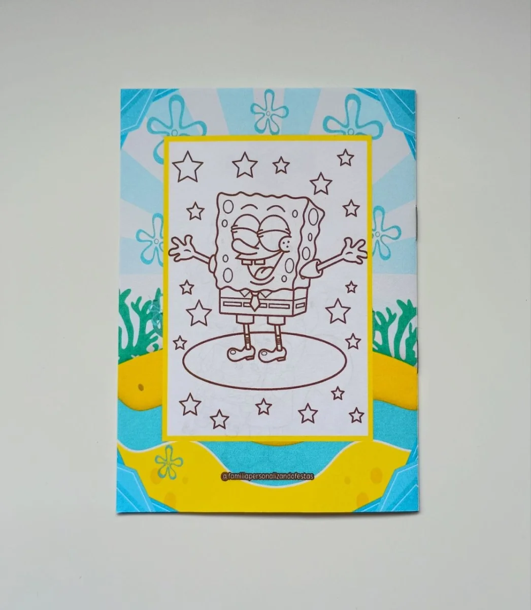 Álbum de Figurinhas Livrinho de Colorir Lembrancinha Personalizada Aniversário Infantil Bob Esponja - Imagem 3