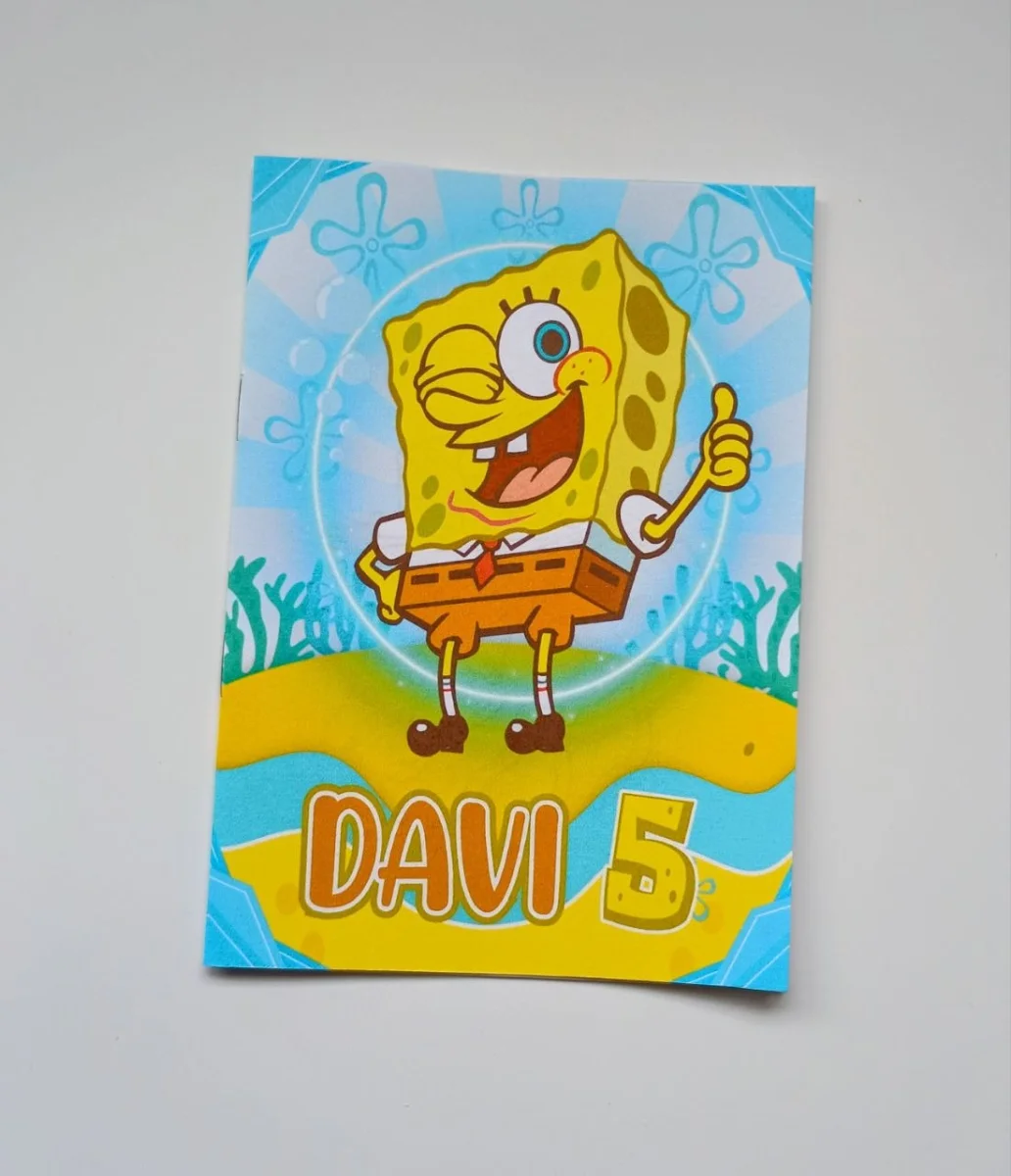 Álbum de Figurinhas Livrinho de Colorir Lembrancinha Personalizada Aniversário Infantil Bob Esponja - Imagem 2