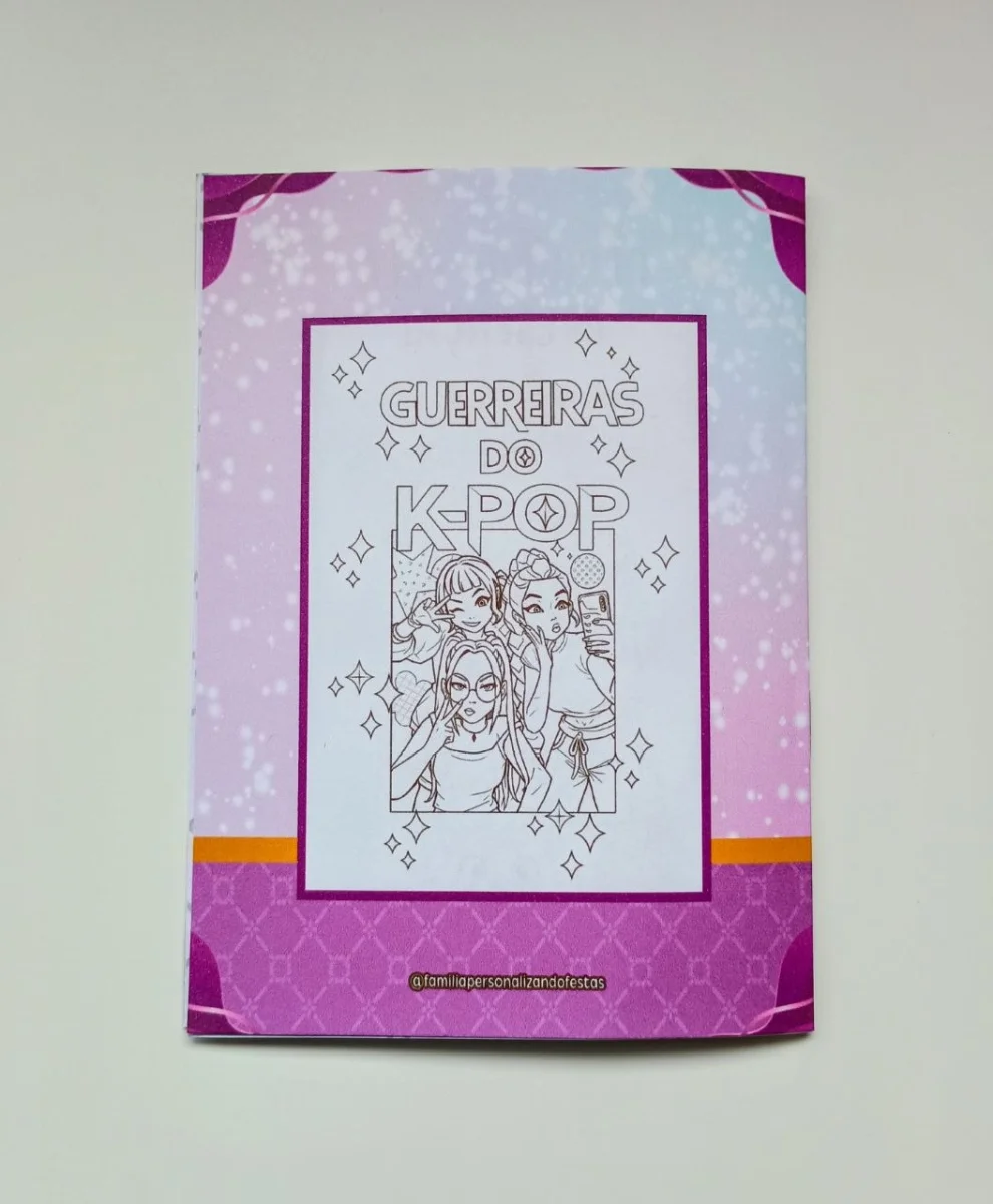 Álbum de Figurinhas e Livrinho de Colorir Lembrancinha Personalizada Aniversário Guerreiras do Kpop - Imagem 3