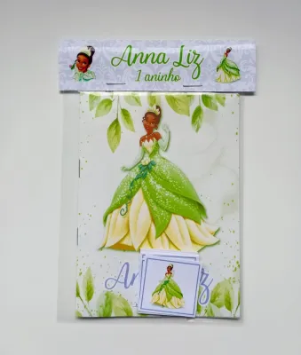 Álbum de Figurinhas e Livrinho de Colorir Lembrancinha Personalizada Aniversário Princesa Tiana