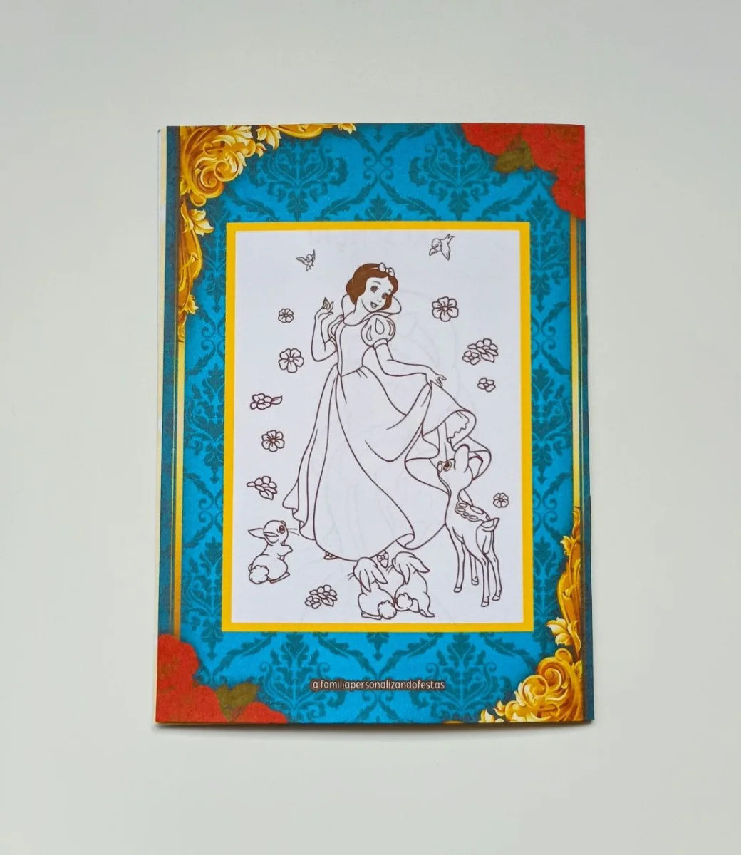 Álbum de Figurinhas e Livrinho de Colorir Lembrancinha Personalizada Aniversário Branca de Neve - Imagem 3