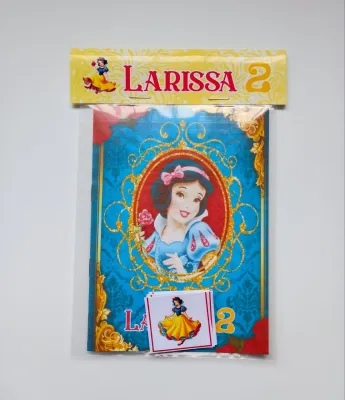 Álbum de Figurinhas e Livrinho de Colorir Lembrancinha Personalizada Aniversário Branca de Neve