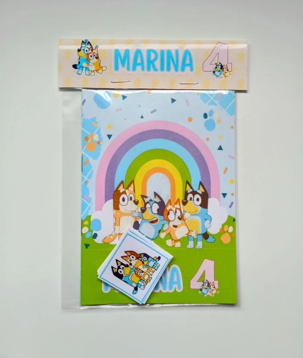Álbum de Figurinhas e Livrinho de Colorir Lembrancinha Personalizada Aniversário Bluey e Bingo