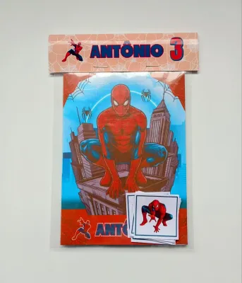 Álbum de Figurinhas e Livrinho de Colorir Lembrancinha Personalizada Aniversário Homem Aranha