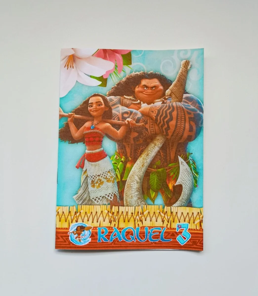 Álbum de Figurinhas e Livrinho de Colorir Lembrancinha Personalizada Aniversário Infantil Moana - Imagem 2
