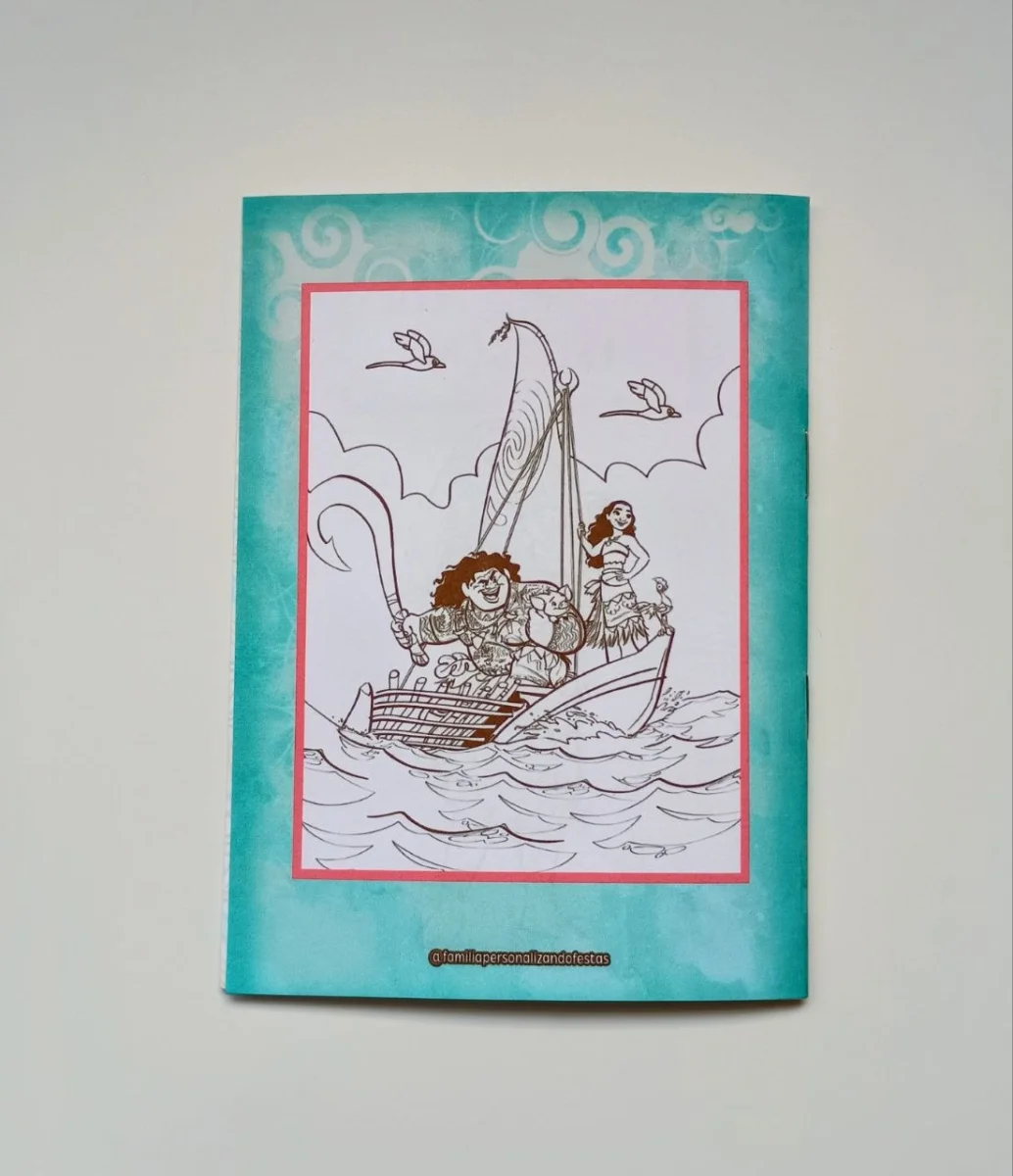 Álbum de Figurinhas e Livrinho de Colorir Lembrancinha Personalizada Aniversário Infantil Moana - Imagem 3